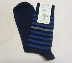 Grdo Socken, 98% Bio-Baumwolle (kbA) 2% Elasthan, marine geringelt