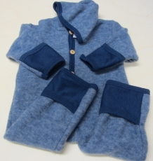 Cosilana Overall mit Kapuze, 60% Bio-Wolle(kbT) u. 40% Bio-Baumwoll-Fleece (kbA), marine-melange