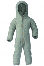 Engel Overall mit Kapuze, 100% Bio-Wollfleece (kbT), hellgrau melange