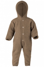 Engel Overall mit Kapuze, 100% Bio-Wollfleece (kbT), walnuss melange