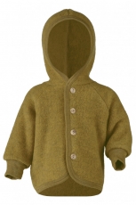 Engel Baby-Jacke mit Kapuze, 100% Bio-Wollfleece (kbT), safran melange