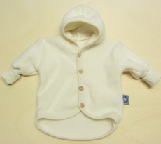 Cosilana Baby-Jacke mit Kapuze, 60% Bio-Wolle(kbT) u. 40% Bio-Baumwolle (kbA), natur