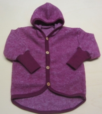 Cosilana Baby-Jacke mit Kapuze, 60% Bio-Wolle(kbT) u. 40% Bio-Baumwolle (kbA), weinrot-melange