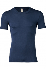 Engel Herren-Shirt kurzarm, 70% Bio-Wolle(kbT) u. Seide, marine