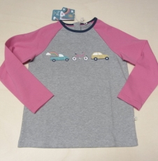 Frugi Kinder Shirt langarm, 100% Bio-Baumwolle(kbA), grau-pink