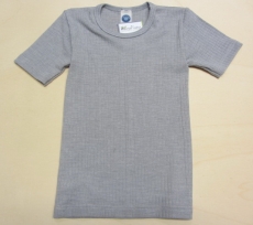 Cosilana Kinder-Unterhemd kurzarm, 45% Bio-Baumwolle, 35% Bio-Wolle und 20% Seide, grau
