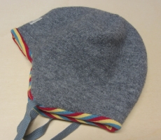 Wende-Mtze PICKAPOOH-Leo-Wollwalk-Baumwollfutter, 100% Bio-Wolle (kbT) u. 100% Bio-Baumwolle, grau