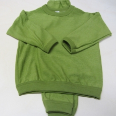 Cosilana-Frottee-Schlafanzug zweiteilig, 100% Bio-Wolle (kbT), grün