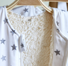 Cotonea Schlafsack mit Teddyplüschfutter, 100% Bio-Baumwolle (kbA), Sterne