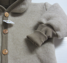 Cosilana Baby-Jacke mit Kapuze, 60% Bio-Wolle(kbT) u. 40% Bio-Baumwolle (kbA), latte macchiatio