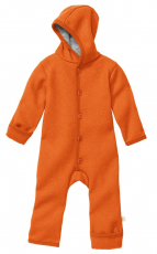 Disana Overall mit Kapuze, 100% Bio-Wollwalk (kbT), orange
