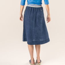 Livingcrafts Damen-Rock, 100% Leinen, indigo