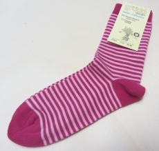 Grödo Socken, 98% Bio-Baumwolle(kbA), pink-rosa geringelt