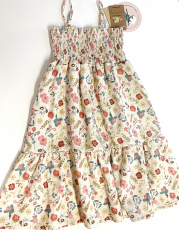 Walkiddy Musselin Tr�gerkleid, 90% Bio-Baumwolle (kbA) 10% Hanf, natur bunte Blumen