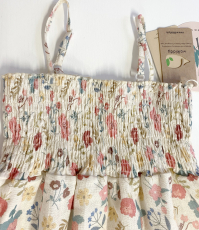 Walkiddy Musselin Trägerkleid, 90% Bio-Baumwolle (kbA) 10% Hanf, natur bunte Blumen