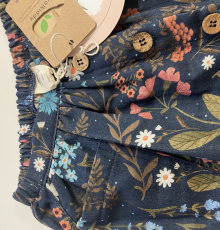Walkiddy Musselin Rock, 90% Bio-Baumwolle (kbA) 10% Hanf, marine Blumenmuster