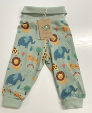 Walkiddy Baumwoll-Baby-Halbhose mit Nabelbund, 95% Bio-Baumwolle (kbA), 5% Elasthan, grün-Tiermuster