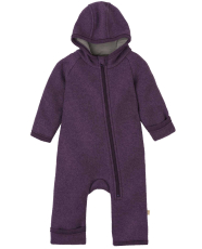 Disana Woll-Walk Overall m. Kapuze und RV, 100% Bio-Wolle(KbT), aubergine