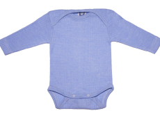 Cosilana Body langarm, 45% Bio-Baumwolle, 35% Bio-Wolle und 20% Seide, hellblau-meliert