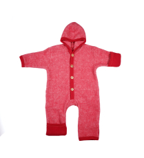 Cosilana Overall mit Kapuze, 60% Bio-Wolle(kbT) u. 40% Bio-Baumwolle(kbA), rot-melange
