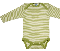 Cosilana Body langarm, 70% Bio-Wolle (kbT) und 30% Seide, grün-natur