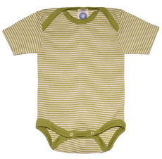 Cosilana Body kurzarm, 70% Bio-Wolle (kbT) und 30% Seide, grün-natur