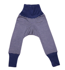 Cosilana Baby-Leggings m. Bund, 70% Bio-Wolle (kbT) und Seide, marine-natur-ringel