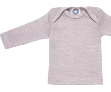Cosilana Baby-Schlupfhemd langarm, 70% Bio-Wolle (kbT) und Seide, grau meliert