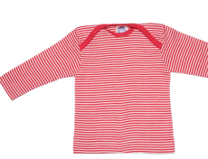 Cosilana Baby-Schlupfhemd langarm, 70% Bio-Wolle (kbT) und Seide, rot-natur ringel