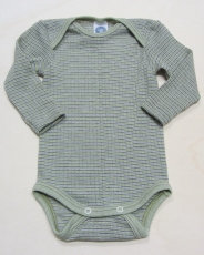 Cosilana Body langarm, 45% Bio-Baumwolle, 35% Bio-Wolle und 20% Seide, grn-pflaume-natur