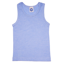 Cosilana Kinder-Unterhemd ohne Arm, 45% Bio-Baumwolle, 35% Bio-Wolle und 20% Seide, blau