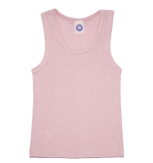 Cosilana Kinder-Unterhemd ohne Arm, 45% Bio-Baumwolle, 35% Bio-Wolle und 20% Seide, rosa meliert