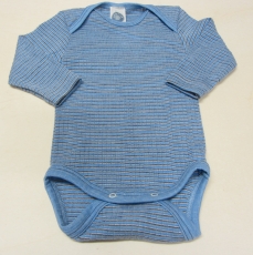 Cosilana Body langarm, 45% Bio-Baumwolle, 35% Bio-Wolle und 20% Seide, blau-braun-natur