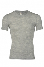 Engel Herren-Shirt kurzarm, 70% Bio-Wolle(kbT) u. Seide, hellgrau melange