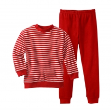 Living-crafts Schlafanzug zweiteilig, 100% Bio-Baumwolle(kbA), rot-weiß