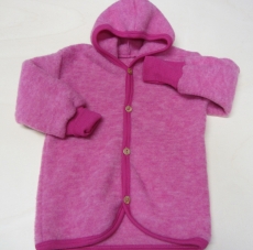 Cosilana Baby-Jacke mit Kapuze, 100% Bio-Wollfleece (kbT), pink melange