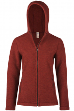 Engel Damen-Kapuzen-Jacke tailliert, 100% Bio-Wollfleece (kbT), terracotta-melange