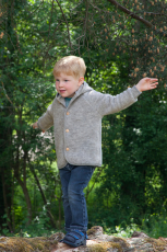 Engel Baby-Jacke mit Kapuze, 100% Bio-Wollfleece (kbT), hellgrau melange