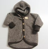 Cosilana Baby-Jacke mit Kapuze, 60% Bio-Wolle(kbT) u. 40% Bio-Baumwolle (kbA), braun-melange