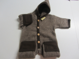 Cosilana Overall mit Kapuze, 60% Bio-Wolle(kbT) u. 40% Bio-Baumwoll-Fleece (kbA), braun melange