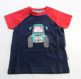 Frugi Shirt kurzarm, 100% Bio-Baumwolle (kbA), marine Traktor