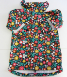 Frugi Regenjacke lang, recycelte Plastikflaschen, bunte Blumen auf marine