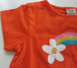 Frugi Shirt kurzarm lang, 100% Bio-Baumwolle (kbA), orange mit Regenbogen