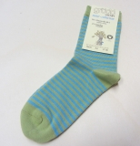 Grdo Socken, 98% Bio-Baumwolle(kbA) u. 2% Elasthan, kiwi-trkis geringelt