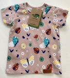 Walkiddy Shirt kurzarm, 90% Bio-Baumwolle(kbA), 5% Elasthan, rosa bunter Druck allover