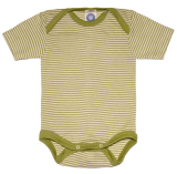 Cosilana Body kurzarm, 70% Bio-Wolle (kbT) und 30% Seide, grün-natur