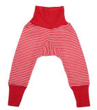 Cosilana Baby-Leggings m. Bund, 70% Bio-Wolle (kbT) und Seide, rot-natur-ringel