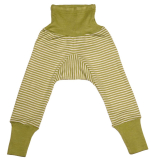 Cosilana Baby-Leggings m. Bund, 70% Bio-Wolle (kbT) und Seide, grün-natur-ringel