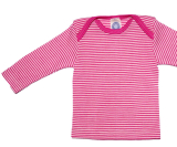 Cosilana Baby-Schlupfhemd langarm, 70% Bio-Wolle (kbT) und Seide, pink-natur ringel