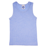 Cosilana Kinder-Unterhemd ohne Arm, 45% Bio-Baumwolle, 35% Bio-Wolle und 20% Seide, blau